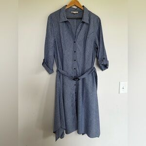Parallel skies Long Sleeve Notched Collar Shirt Dress